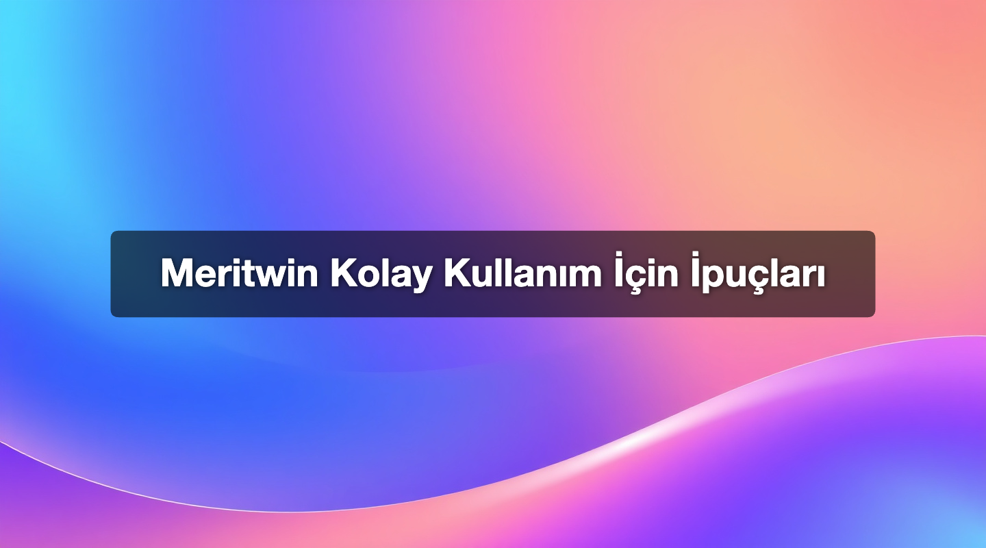Meritwin Kolay Kullanım İçin İpuçları 1 Meritwin Kolay Kullanım İçin İpuçları